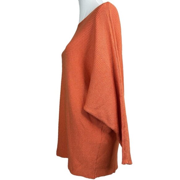 Chico’s Women’s NWT Orange Metallic Ribbed Banteau 3/4 Sleeve Sweater 4/XXL/C44 - Picture 3 of 13